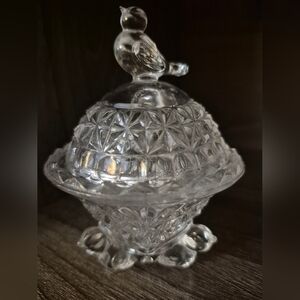 1982 Hofbauer Byrdes German Lead Crystal Bird Ring Jar